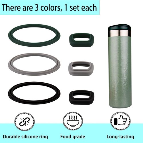 (7 Pack) ubber Seal Replacement for Stanley AeroLight Transit Bottle,Seal Gasket for Stanley AeroLight 16oz/20oz Transit Bottle Leak Proof Insulated Travel Tumbler (7, Black/Gray/Green)