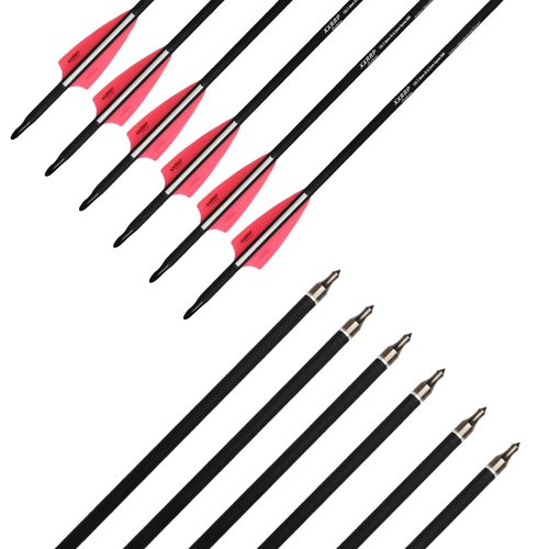 XXRRP ARCHERY 30Inch Carbon Arrows Archery Targeting Practice Hunting Carbon Arrows for Compound Bow Recurve Bow with Removable Tips(Pack of 12) (White&Pink)