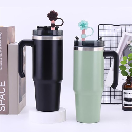 Black Straw Covers Cap for Stanley Cup, Straw Toppers for Stanley 30&40 Oz Tumbler, Cute Caps Reusable Tips Protectors 0.4 Inch/10 mm for Cup Accessories