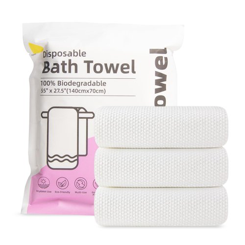 Professional-Grade Paper Plastic Bag Packaging, 1pc Disposable Bath Towels, 55 x 27.5 Inches, Lightweight, Absorbent, Quick-Drying for Travel, Hotel, Camping, Swimming, Spa