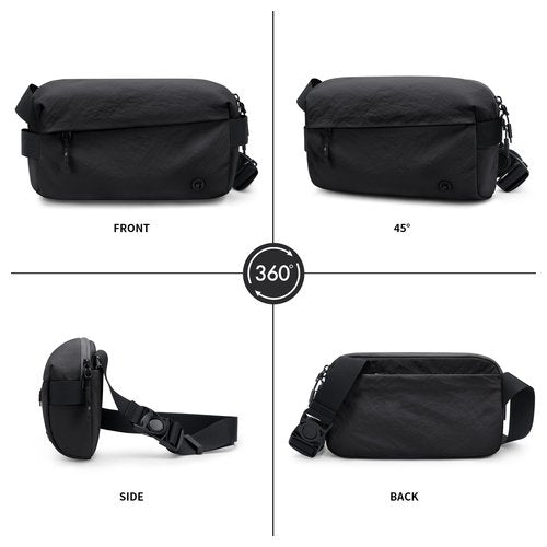Crossbody Sling Bag for Women and Men Chest Bags Cross Body Bag for Outdoors Leisure Hiking Travel (Black)