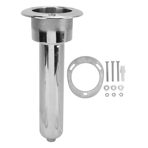 Heavy Duty Stainless Steel Deluxe Rod Holders, 2 in 1 Flush Mount Fishing Rod Pole Holders, 0 15 30 Degree Boat Fishing Rod Cup Holder 280mm Round Top Cup Holder for Yacht Ship(0 Degree)
