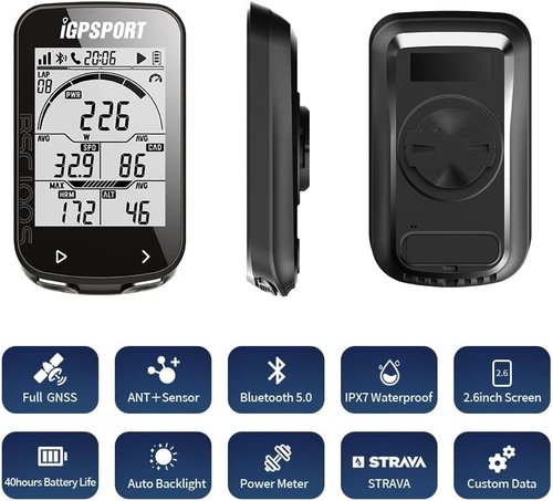 Bike Computer Wireless GPS, Bike Speedometer with 2.6" Screen Auto Backlight, 40H Battery Life,Bluetooth ANT Cycling GPS Computer for Road Bike MTB