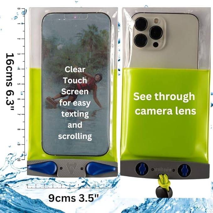 Aquapac Waterproof Phone Case, Large, Blue, Lanyard, iPhone and Android, Made in The UK, Hiking, Mountain Biking, Running Accessory, Travel Essential, 5 Year Warranty. IPX8 Certified to 30 ft deep.