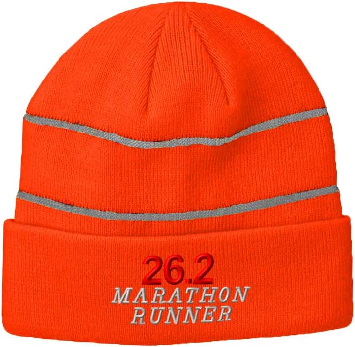 Reflective Beanie for Men & Women 26.2 Marathon Runner Run Embroidery 1 Size