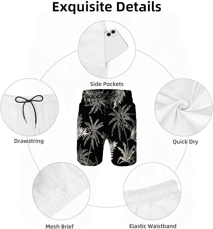 Mens Swim Trunks with Mesh Lining,Quick Dry Swimsuit Board Shorts Beach Pants Swimwear Bathing Suits