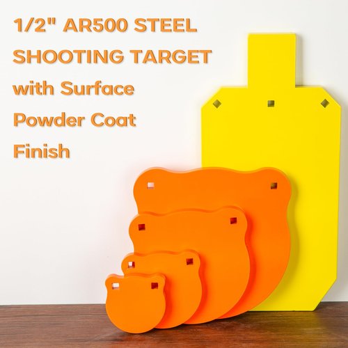 TEDEUM AR500 Target Stand with 3", 4", 6", 8" Gong Targets and 7x12 Torso Target, No Tools Required Assembly, Heavy Duty Shooting Practice Stand for Rifle and Pistol Training