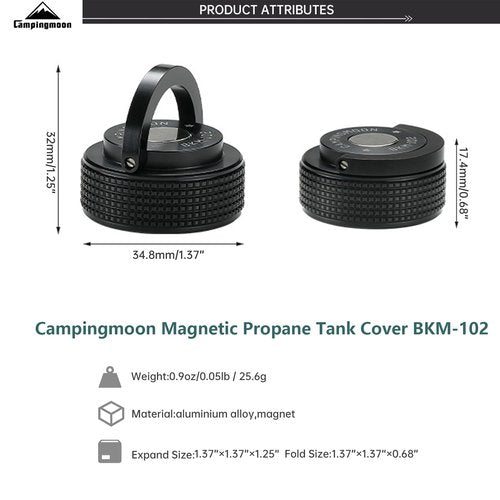 Campingmoon Camping Gas Canisters Cover Aluminum Alloy Protective 16oz/1L Small Propane Tank Cap With Magnet and Hanging Ring