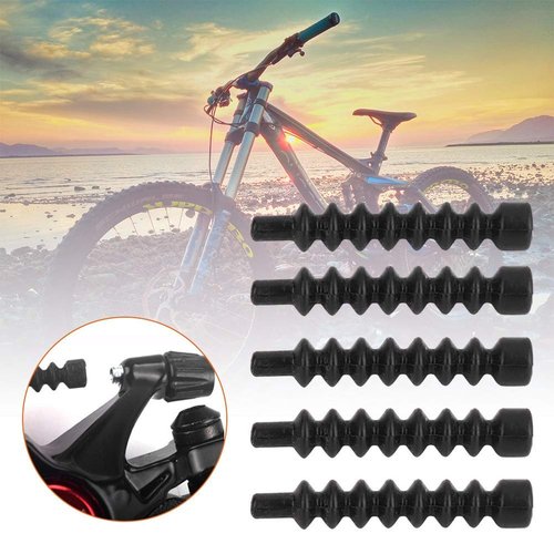 Bike V Brake Boot, 5 PCS V Brake Cable Boot Rubber Bike V Brake Cable Boot Black Protective Hose Sleeve Cover for Mountain Bicycles