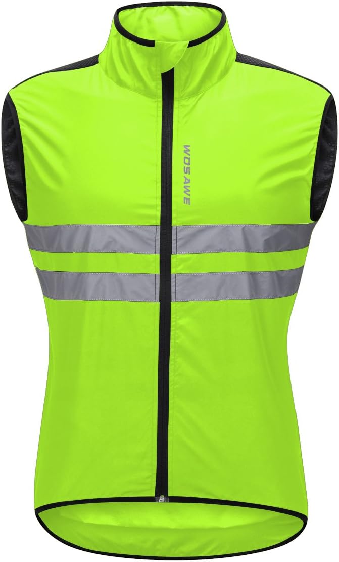 WOSAWE Men's High Visibility Cycling Wind Jacket Water Resistance Reflective Windbreaker