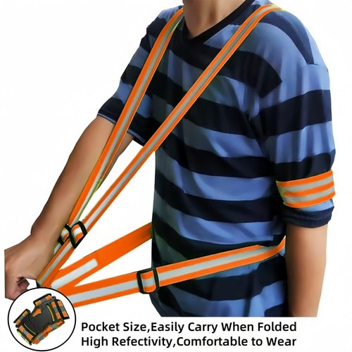 Accfore Reflective Safety Vest Set of 6,High Visibility Vest Adjustable Straps,Safety Reflective Gears for Walking,Running,Outdoor Jogging,Cycling,Workers(Orange)