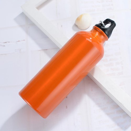Lazooy Aluminum Round Canteen Water Bottle - Sports Water Bottle for Travel Sports Camping Hiking Outdoor Recreation with Hook Portable BPA Free 25 Oz, Orange
