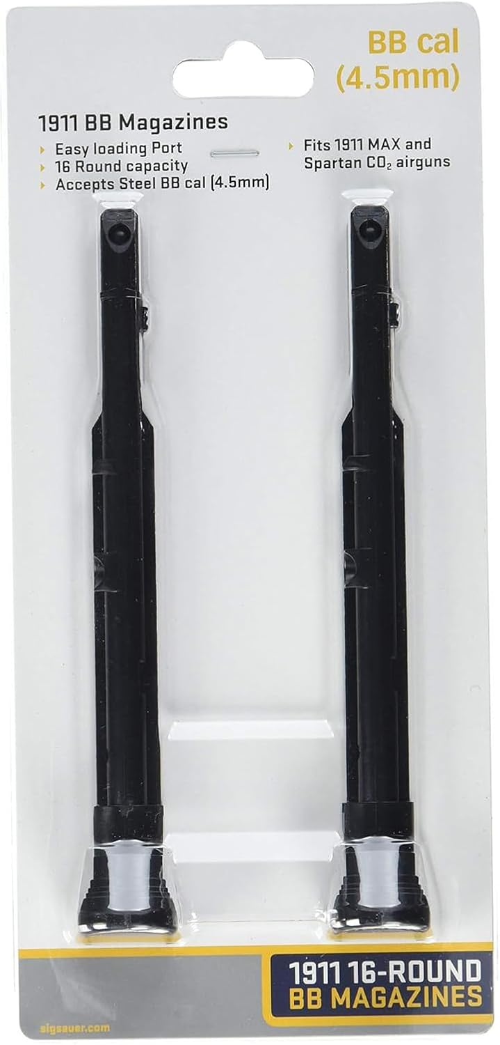 Sig Sauer Shooting Targeting Durable Performance Polymer 1911 BB-Gun, Holds 16 Steel BBS, .177 Caliber Magazines - 2 Pack