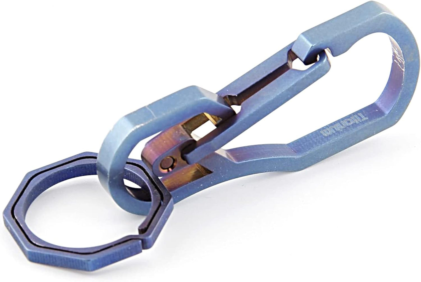 Titanium Multi Tools Keychain Hook EDC Tool Max-Bearing 50KG Keychain for Hiking Camping Outdoor (Blue)
