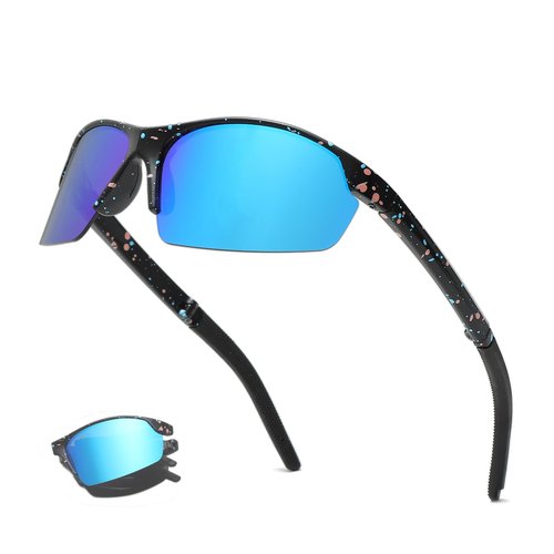 Long Keeper Sport Cycling Sunglasses for Men Women Folding Portable Driving Fishing Golf Baseball Softball Sunglasses