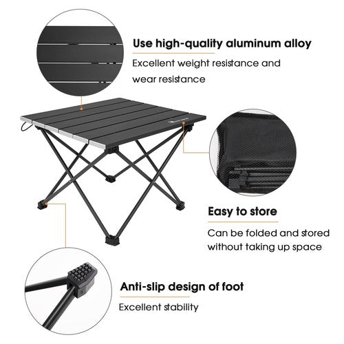 MOON LENCE Folding Beach Table, Small Folding Table, Outdoor Ultralight Aluminum Camping Table, Portable Compact Backpacking, Travel Table for Beach, Picnics, Cooking, Hiking