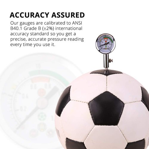 Ball Air Pressure Gauge Heavy Duty Metal Made Air Watch Test and Adjust The Pressure for Football Soccer Rugby Basketball Volleyball, Etc