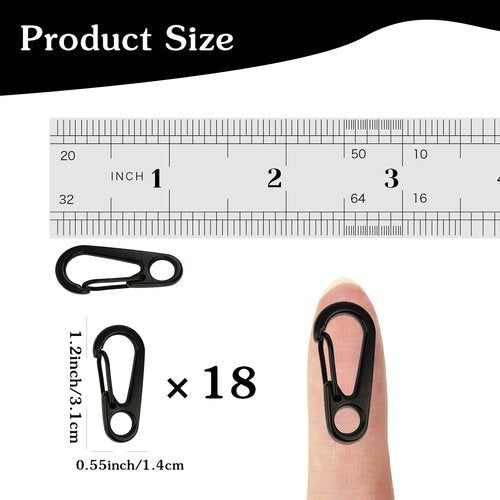 18PCS Mini Carabiner Clips Tiny Spring Snap Hook Keychains, Multi-Purpose Alloy Carabiner Keychain Clip, Small Carabiner Clip Mini Outdoor Hiking Fishing Camping Backpack Accessories(Black)