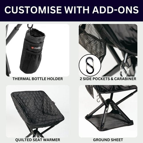 Campster2 Folding Camping Chair – Portable High Chair | 265 Lbs Capacity | Camping Essentials for Beach, Hiking & Car Camping | Compact Outdoor Chair with Carry Bag | Comfortable & Durable (Black)