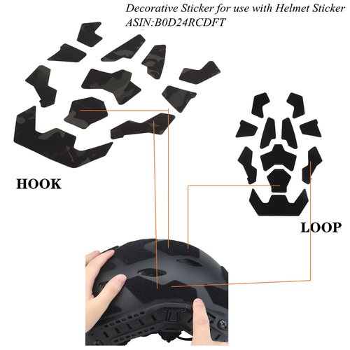 Universal Airsoft Helmet Decorative Sticker DIY Tactical Helmet 11Pcs/Set Helmet Patches Hook Fastener Sticky Helmets Magic Fixed Cable Military Army (Black CAMO)