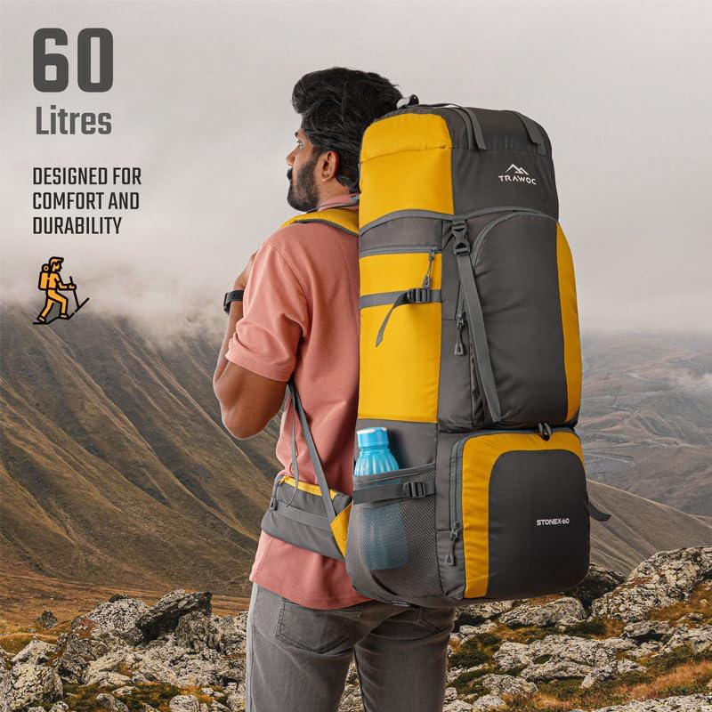 STONEX 60 Ltr Travel Backpack Trekking Rucksack bag for Men & Women Travel Camping Hiking Backpack, Sky Blue