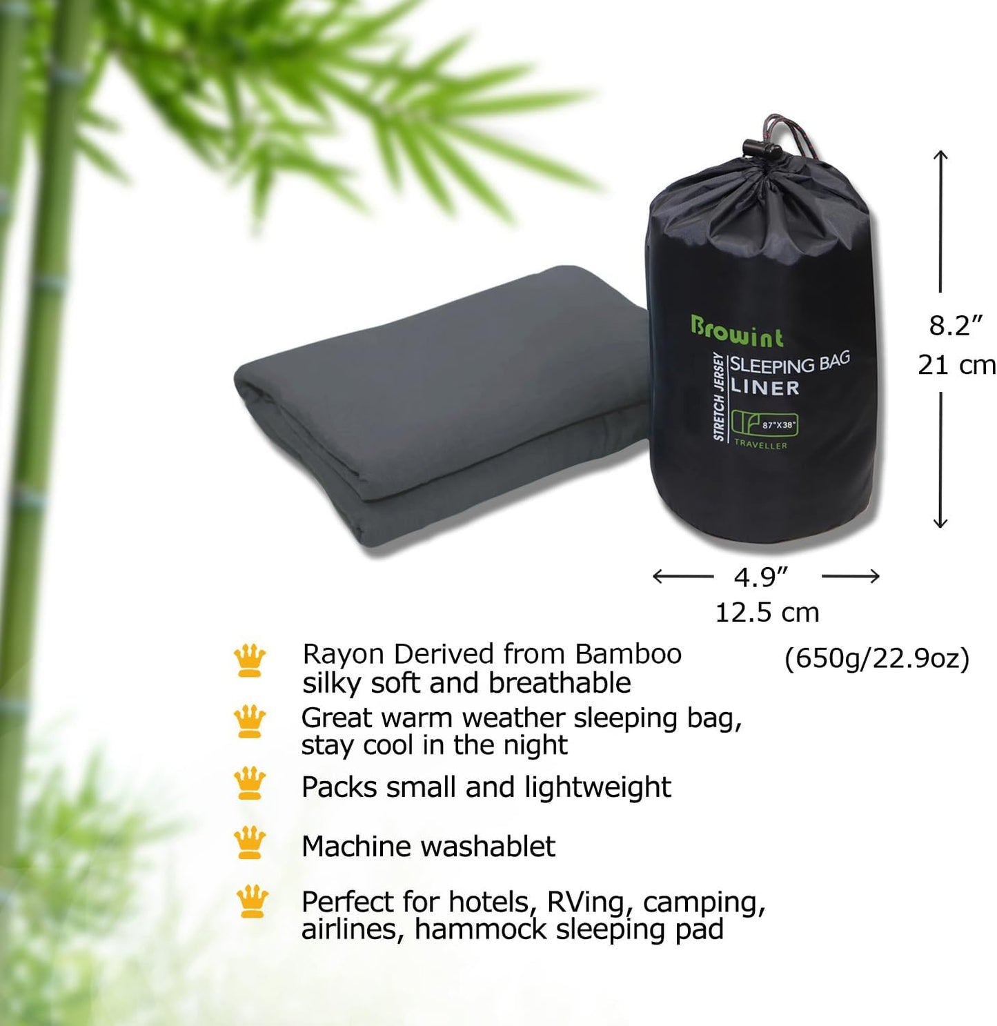 Travel Sheets for Hotel, Rayon Derived from Bamboo, Stretchy Sleep Sack for Adults, Warm Weather/Summer Sleeping Bag Liner for Camping and Travel, Rectangular with Pillow Pocket, Mummy, Cooling Sheets