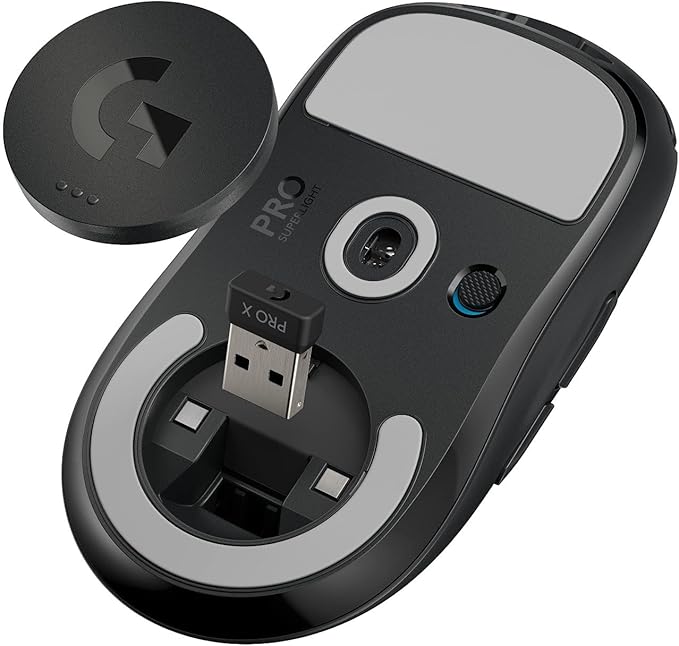 Logitech G PRO X SUPERLIGHT Wireless Gaming Mouse, Ultra-Lightweight, HERO 25K Sensor, 25,600 DPI, 5 Programmable Buttons, Long Battery Life, Compatible with PC / Mac - Black