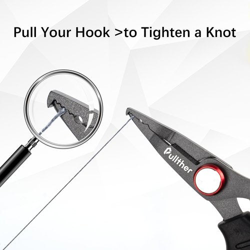 Pullther fishing Stainless Steel Fishing Pliers,Teflon Coating,Hook Remover,Fish Pliers with Retractor,Braided Line,Fishing Tools for Saltwater Freshwater.