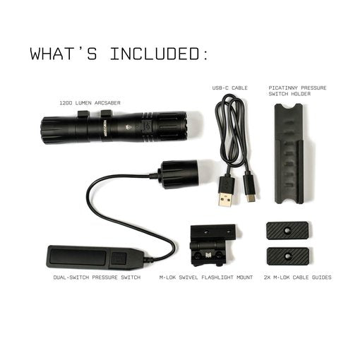 Monstrum ArcSaber 1200 Lumens Weapon Light with Remote Pressure Switch | Compatible with M-LOK | Black