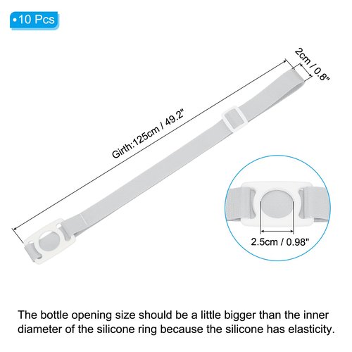 PATIKIL 2.5CM Water Bottle Lanyard, 10 Pcs Adjustable Holder Shoulder Strap with White Ring Buckle Carrier Clips for Hiking Walking Outdoor, Grey