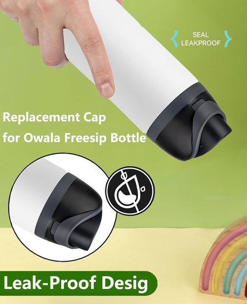 Replacement Cap Lid for Owala Freesip Bottle, for Owala Cup 16oz 24oz 32oz 40oz, 25 oz clear Tritan Plastic Water Bottles, One Button Water Bottle Top Replacement Accessories, Black