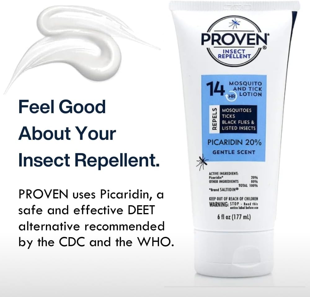 Proven Insect Repellent Lotion, Keep Mosquitoes, Ticks and Flies Off, DEET Alternative Repellent, Up to 14-Hour Protection, Great for Outdoor Camping and Hiking, 6 Ounce, Odorless Lotion