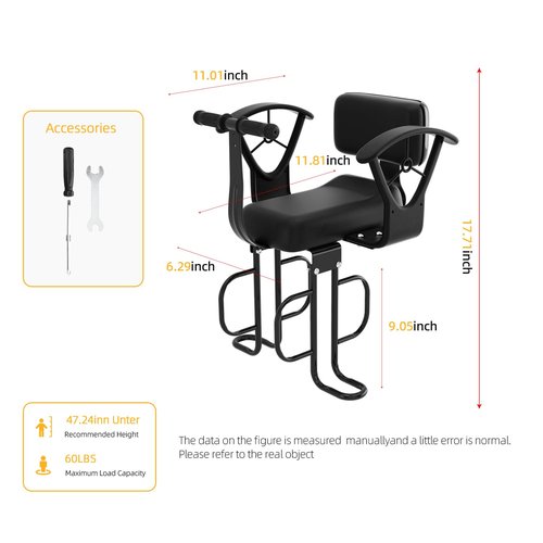 XIEEIX Rear Child Bike Seat,Rear Mounted Child Bike Seats,Back Mount Child Seat with Back Rest Armrest Foot Pedals,Width Adjustable Bicycle Rear Seat,Fits All Bicycle Rear Frames