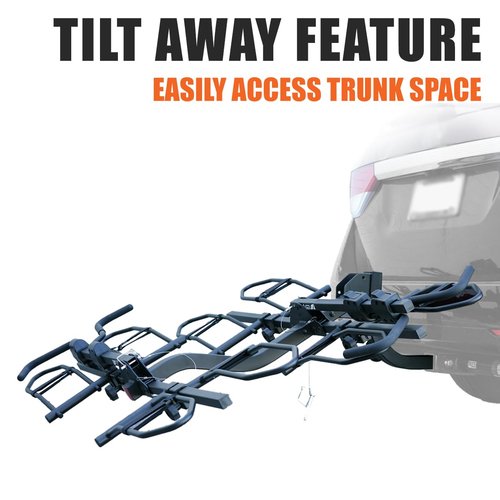 BV 4 Bike Bicycle Hitch Mount Rack Carrier for Car Truck SUV for Standard Bikes, E-Bike, Fat Tire Bikes - Tray Style Smart Tilting Design (Standard/Fat Tire 4 Bikes)