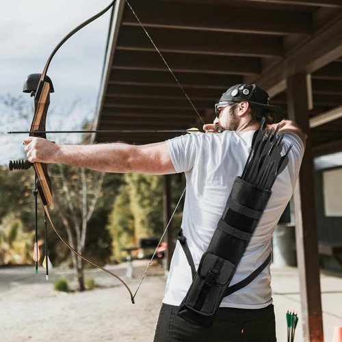 PSKOOK Archery Lightweight Back Quiver, Adjustable With Molle System Shoulder Holder for Arrows, Hanged Target Shooting for Bow Hunting & Practice