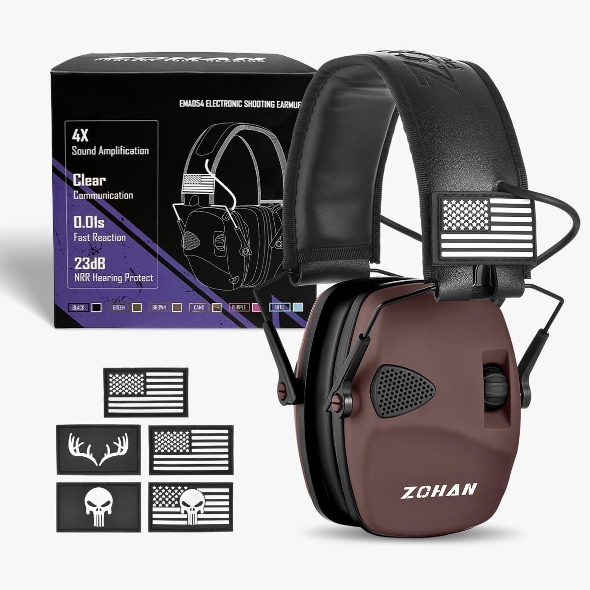 ZOHAN EM054 Electronic Shooting Ear Protection with Sound Amplification, Slim Active Noise Reduction Earmuffs for Gun Range