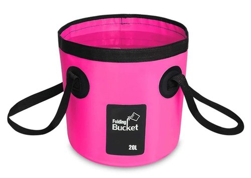 BANCHELLE Collapsible Bucket Water Container Portable Folding Camp Wash Basin for Outdoor Traveling Hiking Fishing Car Washing Gardening Camping (Blue 20L and Pink 20L), Total 2 PCS