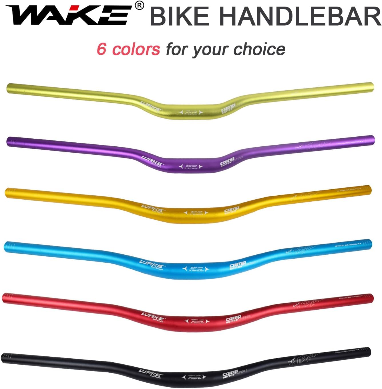 Wake Bicycle Handlebars 31.8 mm Mountain Bike Handlebar 720mm/780mm Aluminium Alloy MTB Handlebar Bicycle Riser Bars Extra Long Bicycle Handlebars for Downhill Cycling Racing