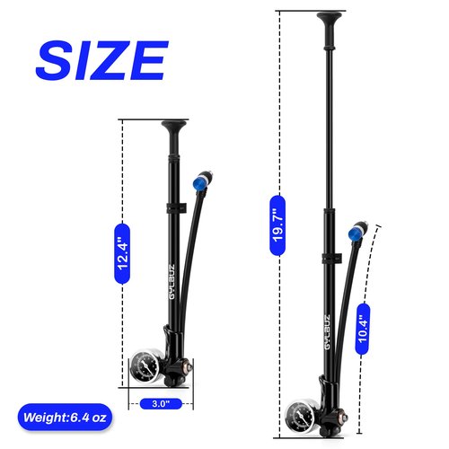 Gylbuz High Pressure Shock Pump: Bike Shock Air Pump with Gauge 400 PSI for Front Fork and Rear Suspension for Mountain Road Bicycle Fits Schrader Valve