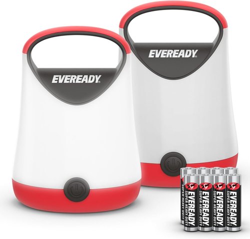 Eveready LED Camping Lantern, Bright Battery Powered Lantern, Water Resistant Hurricane Supplies, 100 Hour Run-time, Pack of 2