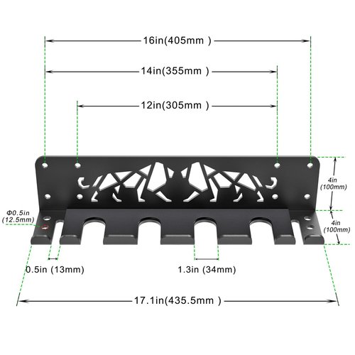 Kipika Versatile Wall Mounted Barbell Holder with 7-Hooks Storage Rack for 4 Barbell Bars Holds Under 33mm Bar Size and Fitness Accessories Space-Efficient Gym Organization for Home & Commercial Use