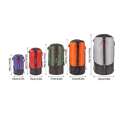 Ultra-light Compression Stuff Sack, 70D Nylon Sleeping Bag Stuff Sack 1L/5L/7L/17L/25L Compression Bag Space Saving Gear for Camping Hiking Backpacking (Purple 1~2L)