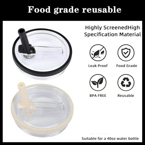 32 oz Tumbler Flip Straw Lid Replacement Fit for HydroJug（Only）,2 Pack Leak Proof for HydroJug Lid Replacement Spill Proof Reusable Tumbler Cover Compatible with 32oz HydroJug Cup Accessories (Black)
