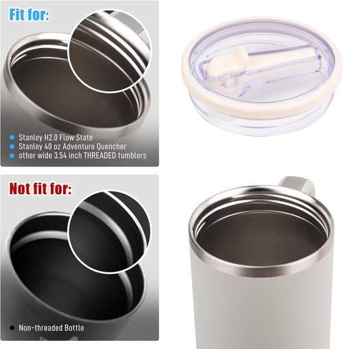 Leak Proof Lid for Stanley 40 oz – Flip Straw Cup Top Replacement for No Spill Sipping – 2 Pack Stanley Compatible Cup Accessories with Smooth Flow, Strong Seal & Hot/Cold Retention