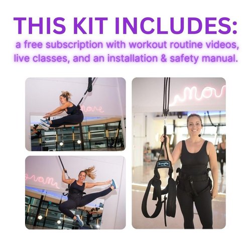BUNGEE Kit: Ideal for Flying Workouts & Dance. Supports 25-95 kg Weight. Includes Harness, Bungee Ropes, Swivel, Daisy Chain & 1 Month Free Access to Videos, Music & Workouts (M)
