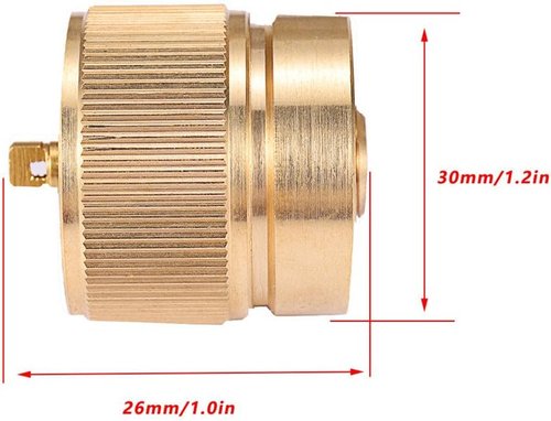 Camping Stove Adapter 1LB Propane Small Tank Input and a Lindal Valve EN417 Output Outdoor Cylinder LPG Canister Convert (Brass)