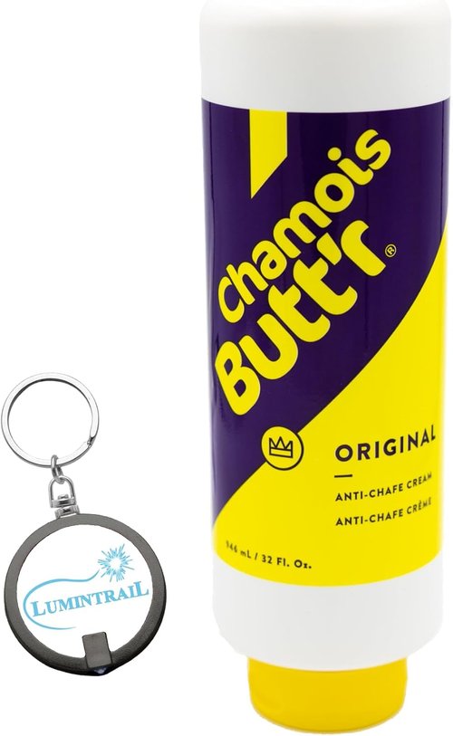 Chamois Butt'r Original Anti-Chafe Cream Skin Lubricant 32 Fl. Oz Bundle with a Keychain Light
