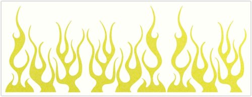 LiteMark Reflective Lemon Yellow Assorted 4 Inch Flames Sticker Decals for Helmets, Bicycles, Strollers, Wheelchairs and More - Pack of 9