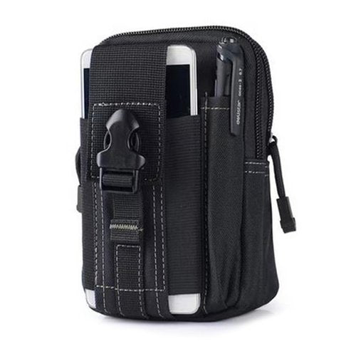 ONE WVW PIN Tactical Molle Pouch, Universal EDC Belt Pouch Waist Bag Pouches, Outdoor Belt Bags Gear Tool Gadget Pocket with Cell Phone Holster (Black-White Line)