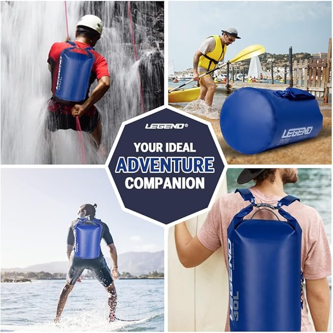 Legend UltraSEA Waterproof Dry Bag 5L/10L/20L/30L - Drybag Waterproof Bag for Kayaking, Swimming & Travel, Roll Top Floating Dry Bag, Lightweight Dry Sack for Boating, Rafting and Beach - 10L Blue